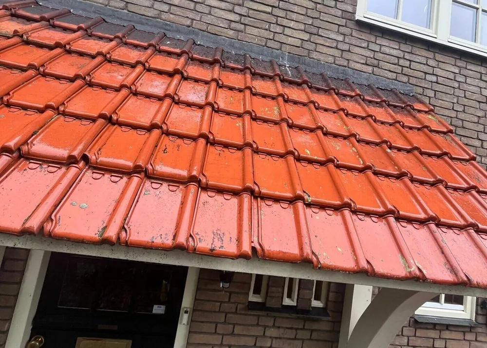 Mosvrij gereinigde dakpannen na reiniging door VHF Cleaning